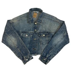 Cropped Acid Washed Denim Jacket